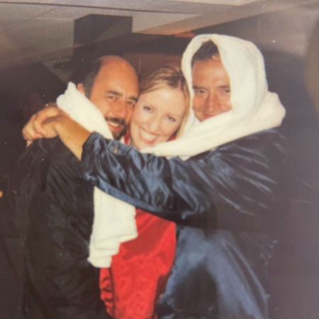 Janel Moloney with the actors Richard Sniff and Bradley Whitford.